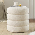 Round Ottoman with Storage Boucle Ottoman Stool with Storage Removable Lid for Living Room Modern Vanity Sorage Stool Foot Rest Bedroom Dorm Gift Set of 1 (White)