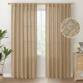 YoungsTex Toffee Linen Curtains 84 Inch Length 2 Panels for Farmhouse Living Room, Light Filtering Back Tab Burlap Textured Window Drapes for Bedroom Rod Pocket Rustic/Country, 52 X 84 Inch