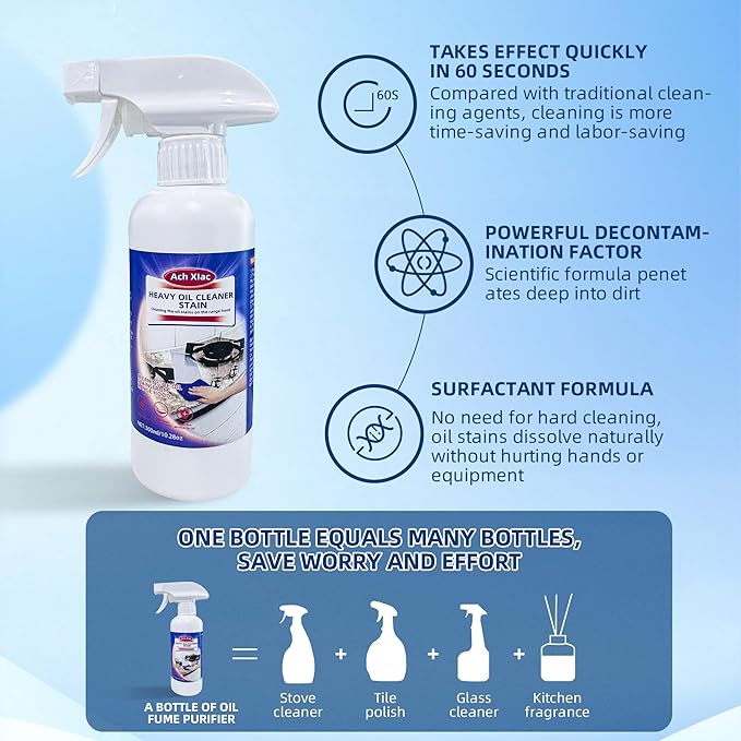 Oven Cleaner, 1PCS Heavy Oil Cleaner Stain, Effective Multi-Purpose Clean with Spray for Kitchen, Oven, Stove, Range Hood, Clean up Kitchen Oil Stains