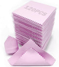 XIAOXINGYUN 120PCS Jewelry Cleaning Cloth Jewelry Polishing Cloths Individually Wrapped Silver Cleaning Cloth for Jewelry Sterling Silver, Gold, Platinum, Coins (3.15" x 3.15") (Light Purple)