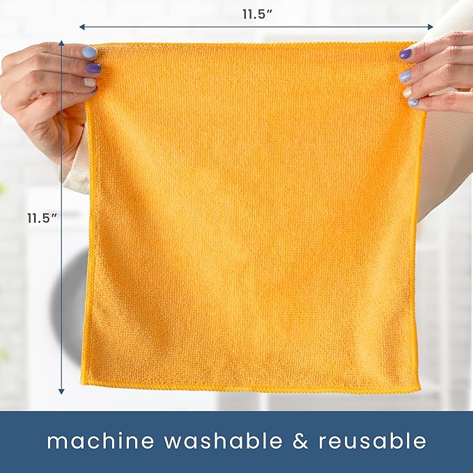 S&T INC. 150 Pack Microfiber Cleaning Cloth, Bulk Towels for Home, Reusable Microfiber Towels for Cars, Cleaning Rags, Assorted, 11.5 Inches x 11.5 Inches, 150 Count
