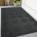 Smiry Front Door Mat Outside Entrance, Heavy Duty Outdoor Indoor Natural Rubber Doormat, Non Slip, Trap Dirt and Moisture, Easy Clean, Low Profile Patio Porch Entryway Mat, 59x35, Black