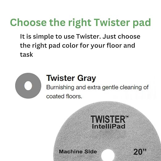 Diversey DDT800353 TASKI Twister Intellipad Diamond Coated Floor Machine Cleaning Pad, Made in USA, Burnish to High Super Gloss Finish, Grey/Brown, 20-inch (Pack of 2)