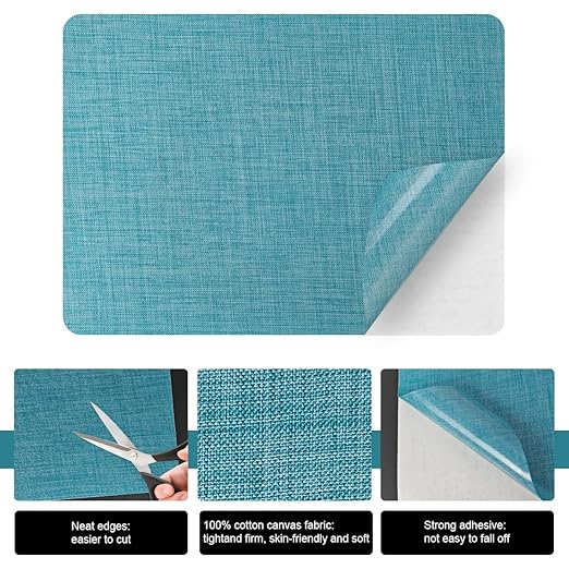 J.CARP 2Pcs Linen Repair Patches, Large Self-Adhesive Fabric Patch for Sofas, Couch, Furniture, Car Seats (8 * 11 inches-2PCS Blue)