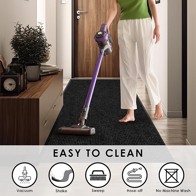 4′ x 5′ Front Door Mat Indoor Outdoor Entrance, Commercial Floor Mat Heavy Duty Dirt Trapper Entryway Doormat, Custom Size Non Slip Rubber Backing Welcome mat, Door Mat for High Traffic Area