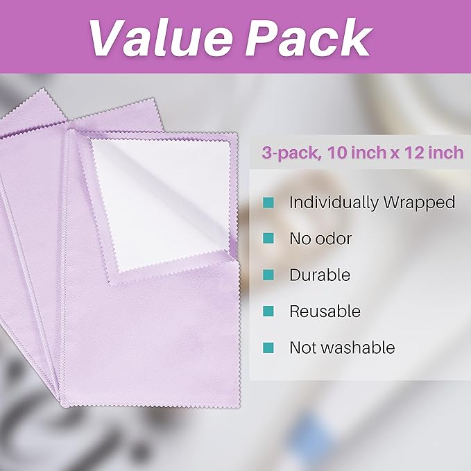 CATIFLIN 3PCS Purple Silver Polishing Cloths, 10"x12" Jewelry Cleaning Cloths for Gold, Silver, Platinum, Watch, Coin, Tarnish Remover, Reusable & Streak for Jewelry Lovers