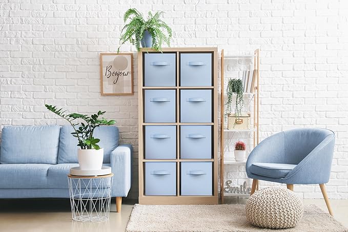 Sorbus Fabric Storage Cubes - 8 Foldable Storage Bins for Organizing Pantry, Cubbies, Toy Box - Clothes Storage & Closet Organizer - 11 Inch Collapsible Cube Baskets for Shelves with Handle