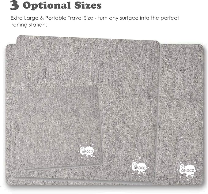 Wool Pressing Mat for Quilting - 17" x 24" Extra Large Felt Ironing Pad 1/2" Thick, 100% New Zealand Wool for Ironing, Sewing, Cutting on Ironing Board, Tabletop, Dryer, Countertop