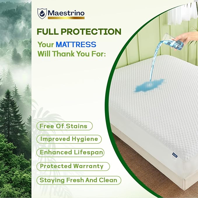 Luxury King Size Tencel Waterproof Mattress Protector Deep Pocket - Premium Cooling Bed Cover Pad - Hypoallergenic & Allergy-Friendly - Oeko-Tex Certified - Ultra Soft & Breathable