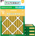 Filterbuy 20x24x2 Air Filter MERV 11 (MPR 1200) Allergen Defense Replacement (4-Pack), Electrostatic Pleated HVAC AC Furnace Filters, Made in USA (Actual Size: 19.38 x 23.38 x 1.75)