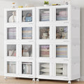 BROVIEW 160Gal Stackable Storage Bins with Lids & Wheels, 640Qt Plastic Collapsible Closet Organizer and Storage Drawers, Storage Boxes Cabinets for Home, Office, 8 Pack, White