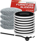 New Upgrade Furniture Sliders, Multi-Surface 3-in-1 Furniture Movers Sliders, Round Moving Pads with 8PCS 4.3" Carpet Sliders+4PCS Hard Floor Socks+1 Lifter, Protect Floor and Easily Move Furniture