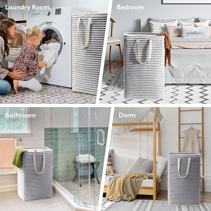 Lifewit 6 Pack Laundry Hamper Large Collapsible Laundry Baskets, Freestanding Waterproof Clothes Hamper with Easy Carry Handles in Laundry Room Bedroom Bathroom College Dorm for Adults, Black, 6 x 80L