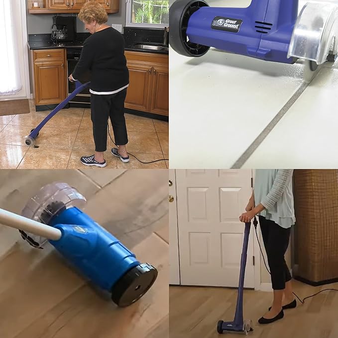 Grout Groovy! Electric Stand-Up Grout Cleaning Machine – Lightweight Deep Cleaner for Tile Floors, Bathrooms & Kitchens | Easy-to-Use Floor Scrubber Machine for Grout Lines & Tile Surfaces (Original)