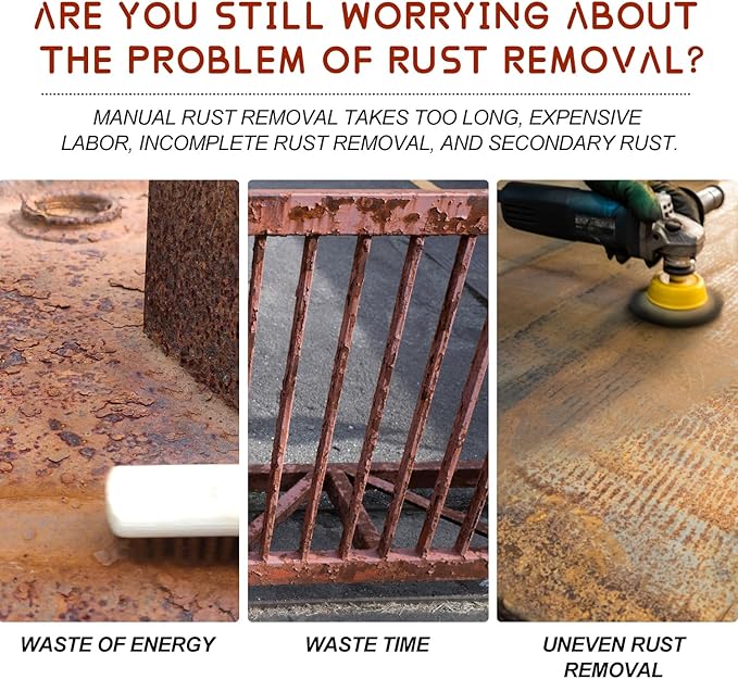 Rust Renovator,Rust Remover for Metal,Rust Converter for Metal,Water-Based Rust Remover for Metal, Rust Removal Converter Metallic Paint with Brush,Multi-Functional Anti-Rust Paint 300g(Black)