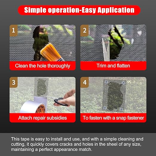 Super Strong Adhesion Screen Repair Tape Replacement Kit, Made of 3M, Screen Tape Mesh Repair for Window Screen and Screen Door Tears Holes, Grey 1.97In X 6.57Ft
