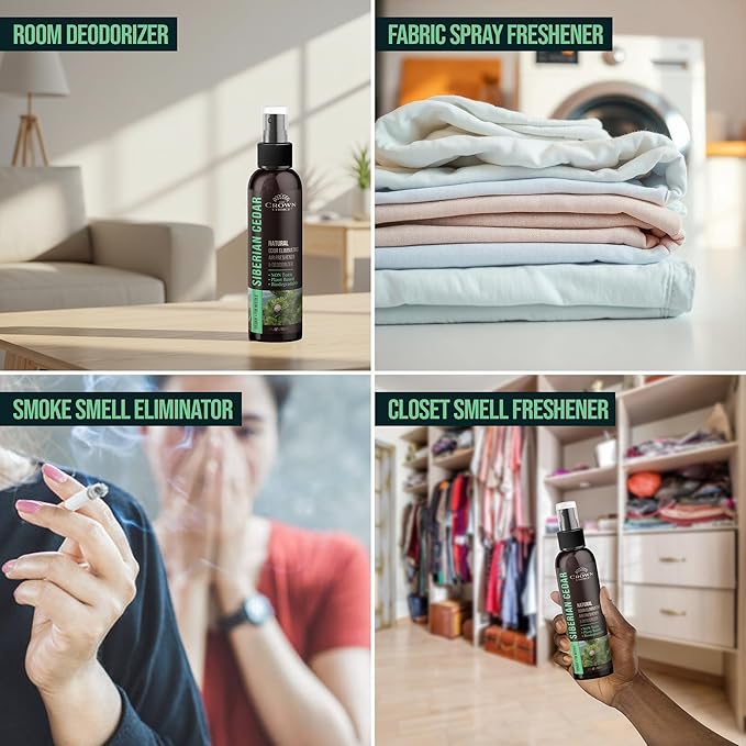 Non-Toxic Odor Eliminator,Natural Cedar Air Freshener Spray for Clothes Storage & Moth Repellent,Closet & Couch Deodorizer,Long Lasting Bathroom & Toilet Freshener, Safe for Kids & Pets-4 oz Pack of 1