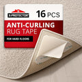 X-Protector Rug Tape - 16 Pcs Set - White Anti-Slip & Anti-Curling Carpet Tape for Hard Floors - Premium Rug Pad Gripper - Ideal Carpet Corner Grippers to Keep Your Carpet in Place & Make Corners Flat