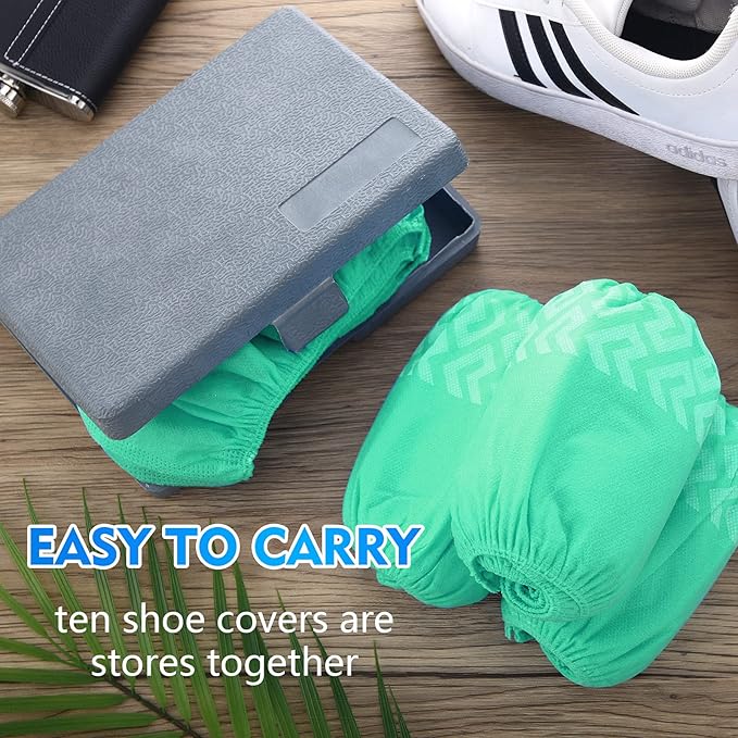 Zhanmai 300 Pack Disposable Shoe Covers Non Slip Disposable Large Foot Booties Shoe Covers for Indoors Contractors Floor and Carpet Protectors, One Size Fits Most(Green)
