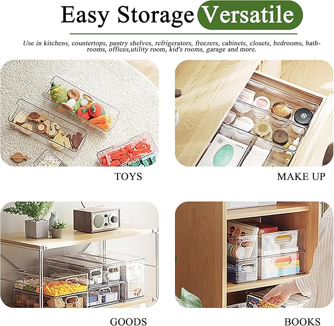 bealy 3 Pack Fridge Organizer and Storage,Clear Storge Bins with Pull-out Drawer, Fridge Drawers Clear Stackable Storage Bins Containers for Freezer, Refrigerator, Pantry, Kitchen