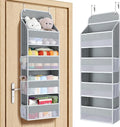 Yecaye Over The Door Organizer, Heavy Duty Hanging Organizers and Storage with 4 Large Capacity Pockets, Swing-Proof Behind The Door Storage for Bathroom Nursery Bedroom Dorm Closet, Grey