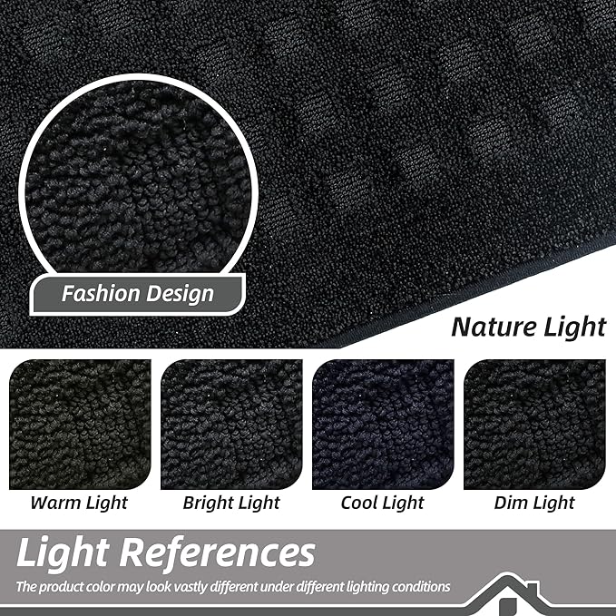 BEQHAUSE Waffle Door Mats Indoor 20"x32", Dog Mat for Muddy Paws Absorbent and Dirt Resist Floor Mats Non-Slip Washable Rugs for Entryway, Welcome Mat for Front Back Door, Muddy Wet Shoes, Black
