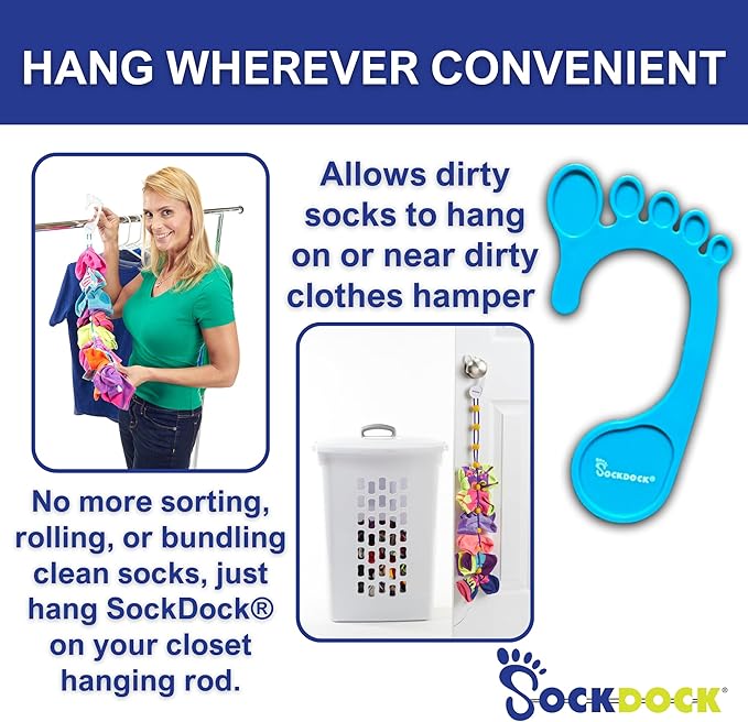 Sock Laundry Solution for Washing Drying & Storing Socks in Pairs, Clip & Hold Socks in Washer Dryer & Closet 2-Pack