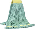 Matthew Cleaning Commercial Mop Head Replacement, 5 Inch Wide Headband, Looped End Cotton Blend String Wet Mops for Floor Cleaning, 24 oz Large, 1-Pack Green