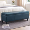 HUIMO Faux Leather Storage Ottoman Bench 50.3 Inch Extra Long PU Upholstered Bedroom Bench with Large Storage Space for The Living Room, Entryway, Bedroom Hold Up to 300lbs (Peacock Blue)