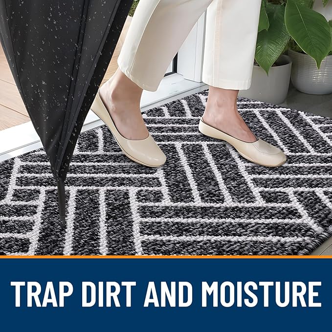 OLANLY Runner Indoor Door Mat, 47x23 Inch, Dirt Resistant and Absorbent, Non-Slip Rubber Backing Floor Mats, Easy Clean Low-Profile Doormat for Entryway, Front Door, and Inside Entrance, Black