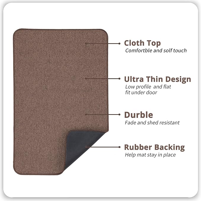 Bath Mat,Ultra Thin Bathroom Rugs,Rubber Bath Mats for Bathroom,No Slip Bath Rugs,Quick Dry,Machine Washable,Low Pile,Absorbent,Shower Outside,Sink,Home Decor Accessories.Brown,1'5"x2'3"(17x27inch)