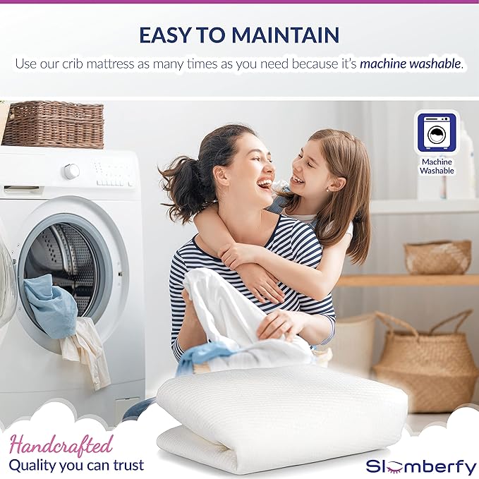 Bamboo Crib Mattress Protector by Slumberfy, Waterproof and Hypoallergenic Mattress Protector for Babies and Toddlers, Made of Bamboo Material, Mom's Choice Award Winner-29x52x6 inches