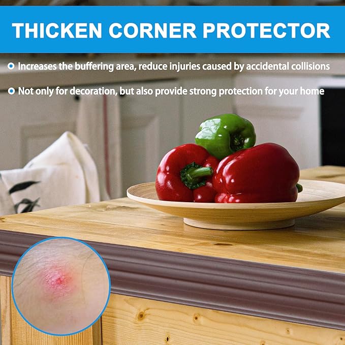 Wall Corner Protector Peel and Stick Corner Trim Molding Flexible Inside & Outside Wall Edge Guard Self Adhesive Moulding Trim for Edge Use, Brown, 2.3” W x 10’ L