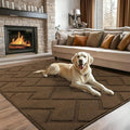 hicorfe Indoor Doormat,Front Back Door Mat Rubber Backing Non Slip Door Mats 47"x71" Absorbent Resist Dirt Entrance Doormat Inside Floor Mats for Entryway Washable Low-Profile(Dark Brown)
