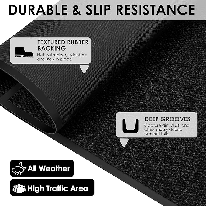 2′ x 21′ Front Door Mat Indoor Outdoor Entrance, Commercial Floor Mat Heavy Duty Dirt Trapper Entryway Doormat, Custom Size Non Slip Rubber Backing Welcome mat, Door Mat for High Traffic Area