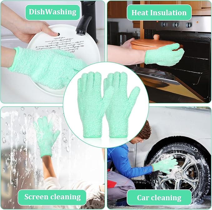 Ouligay Microfiber Gloves for Plant Dusting, Reusable Washable Micro Fiber Cleaning Gloves Mittens Dusting Glove Dust Cloth Glove for Plants Leaf House Indoor Cars Blinds Lamps