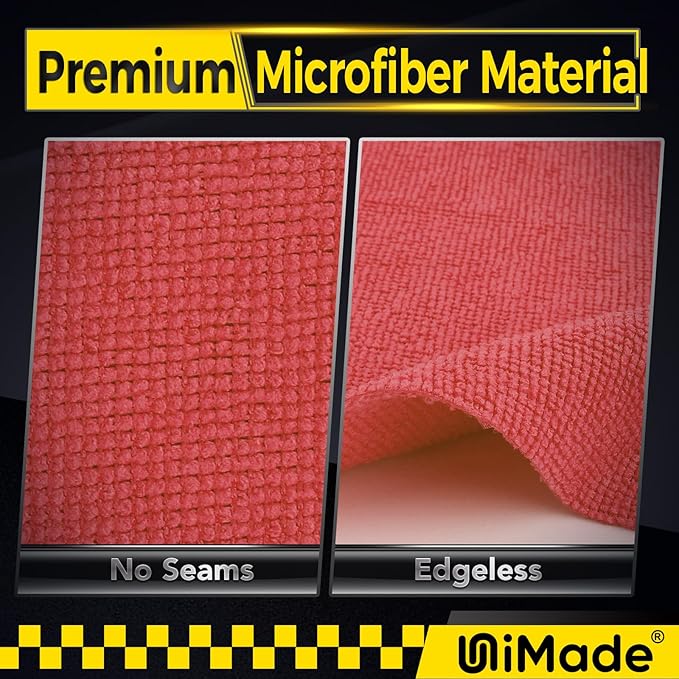 Shop Towels, 100 Pack Commercial Grade Work Rags Microfiber Towels for Cars Cleaning Rag Bulk Detailing Cloth for Automotive Bar Mechanic Restaurant Garage Housekeeping, 11.5"x 11.5", Red