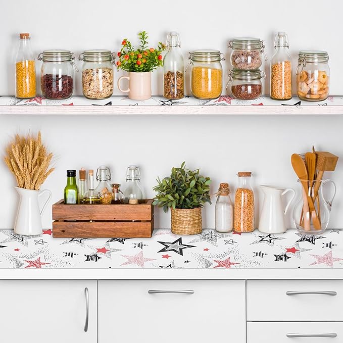 Non Adhesive Shelf Liner 12" W x 360" L Pantry Liner for Shelves Cupboard Liner Kitchen Cabinet Cover Easy to Trim