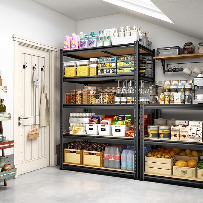 5-Tier Storage Shelves, 1980LBS Adjustable Pantry Shelves, Metal Shelving Unit for Kitchen, Pantry, Closet, Laundry, Garage, 72.06" H x 35.55" W x 15.76" D