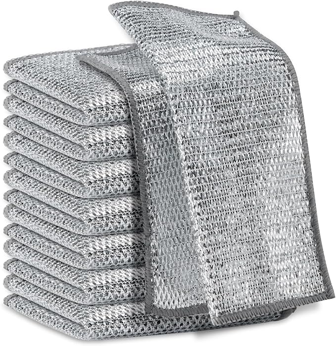 Multipurpose Wire Miracle Cleaning Cloths, Magnifying Wire Dishwashing Rags for Wet and Dry Mesh Microfiber Cleaning Cloth for Metal, Kitchen, Dishes