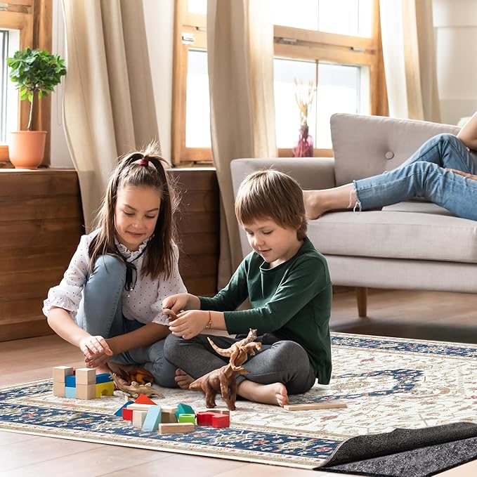 Non-Slip Rug Pads 1/4” Thick, 7x9Ft Waterproof Rugs Non Skid Rug Pad for All Floors and Finishes Durable Hardwood Floor Protective Felt Keeps Rugs in Place, Safe and Secure