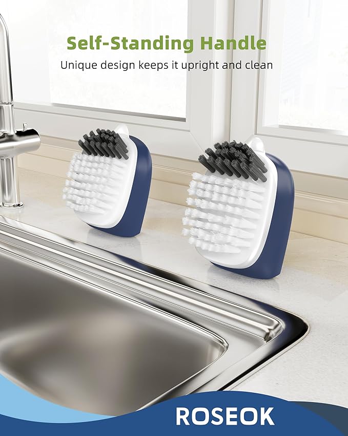 Potato Scrubber and Veggie Brush, Self-Standing Kitchen Brush for Fruit and Vegetable Cleaning, Navy Blue, 2 Pack