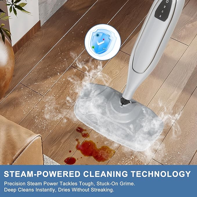 Steam Mop, 11-in-1 Powerful Steam Cleaner for Home with 11.8 OZ Water Tank & 23FT Power Cord, Handheld Detachable Steam Mops for Floor Cleaning MultiPurpose Steamer for Hardwood, Tile, Furniture