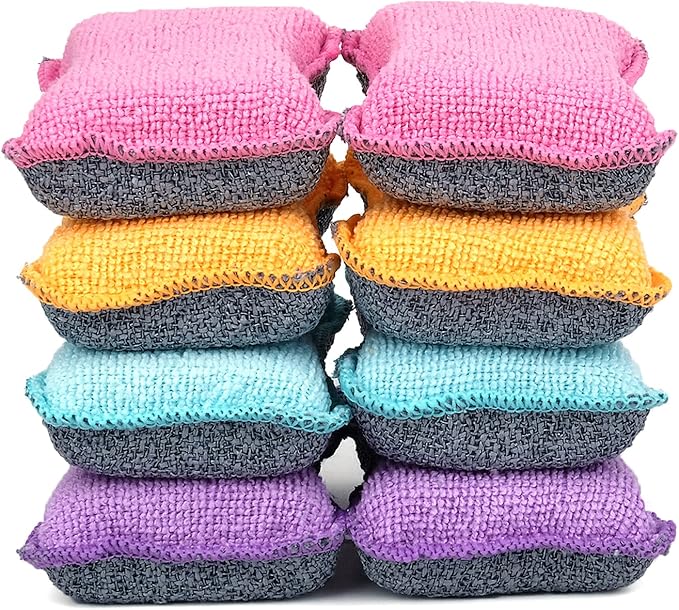 UPSTAR Dish Sponges Kitchen, Microfiber Cleaning Scrubber for Dishwashing, Sink, Basin and Multi-Pupose, Size L Pack of 8