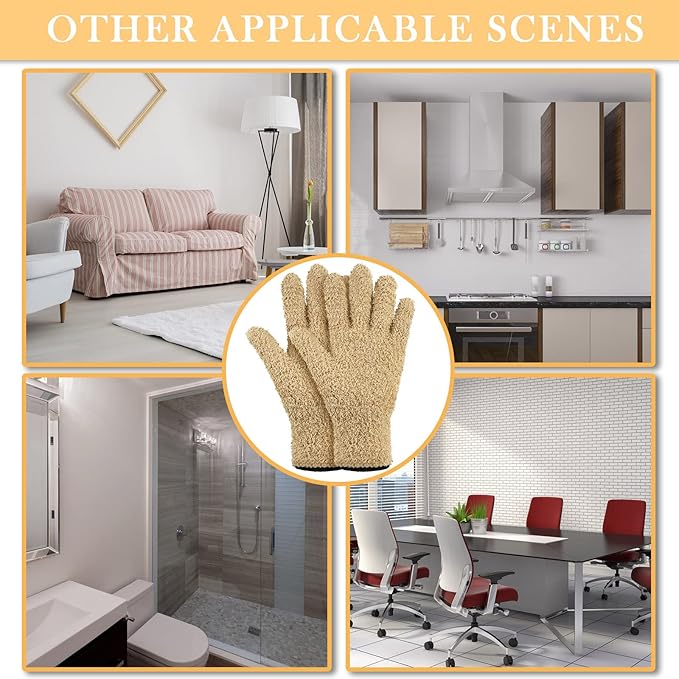 Bencailor 6 Pairs Microfiber Dusting Gloves, Dusting Cleaning Gloves Microfiber Gloves for Plants House Blinds Car Dust Mitt (Fresh Color,Medium)