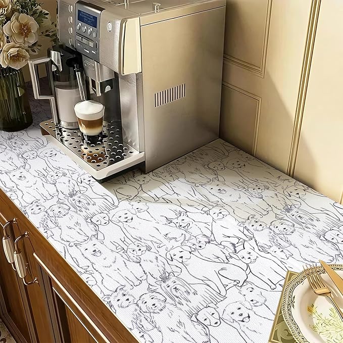 Dog Shelf Liner Non-Adhesive and Strong Non-Slip, Animal Cabinet Drawer Liners for Kitchen Cabinets, Waterproof Cupboard Liners,Easy to Clean,12IN x 10FT