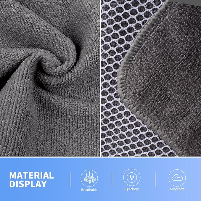 KinHwa Kitchen Washcloths for Dishes Absorbent Microfiber Dish Cloths Quick Dry Dish Rags with Poly Scour Scrub Side Ideal for Kitchen Cleaning (Gray, 10inch X10inch 9Pack)