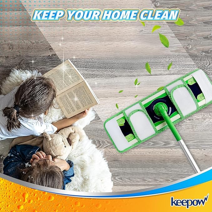 KEEPOW XL Mop Pads Compatible with Swiffer Sweeper XL, 6 Pack Wet Pads Refills Dry Sweeping Cloths, Reusable Pads for X-Large