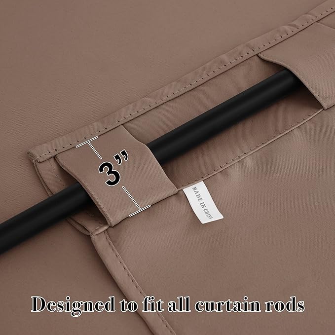 RYB HOME Farmhouse Curtains Blackout - Light Block Thermal Insulated Curtains for Kitchen Cafe Bar Bedroom with Back Tab Top Versatile Hanging, Width 42 x Length 45, Mocha, 2 Panels
