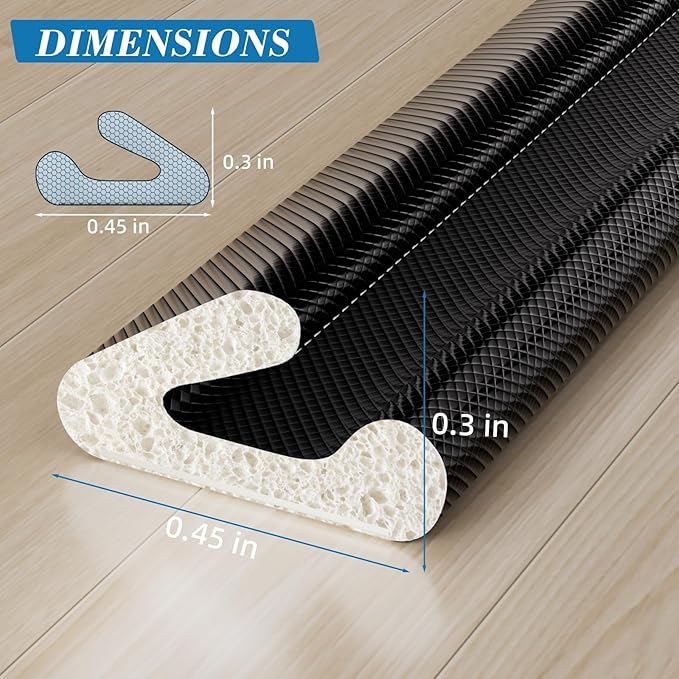 V-Shaped Weather Stripping Door Seal, 19.7FT Draft Stopper for Doors/Windows, Gaps, Dustproof, Soundproof & Thermal Insulating, Noise-Reducing, Light-Blocking Door Gap Filler